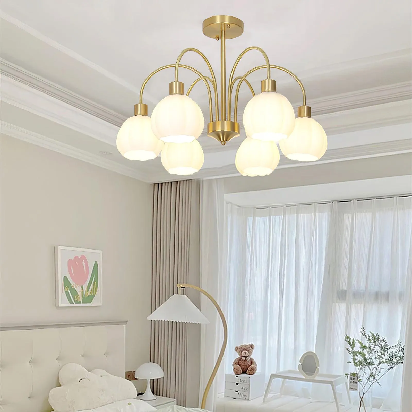 Glass Pumpkin Gold Chandelier