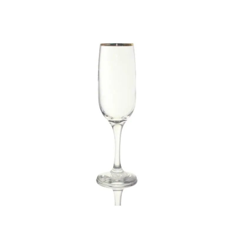 Glass Tumbler 215ml Stemmed Champagne with Gold Rim