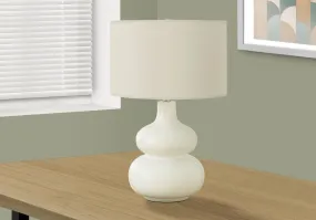 GlowDome - Modern Ivory Ceramic Table Lamp with Cream Shade, 25"H