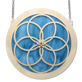 Grand 10" Suncatcher - Interlocking Rings in Aqua