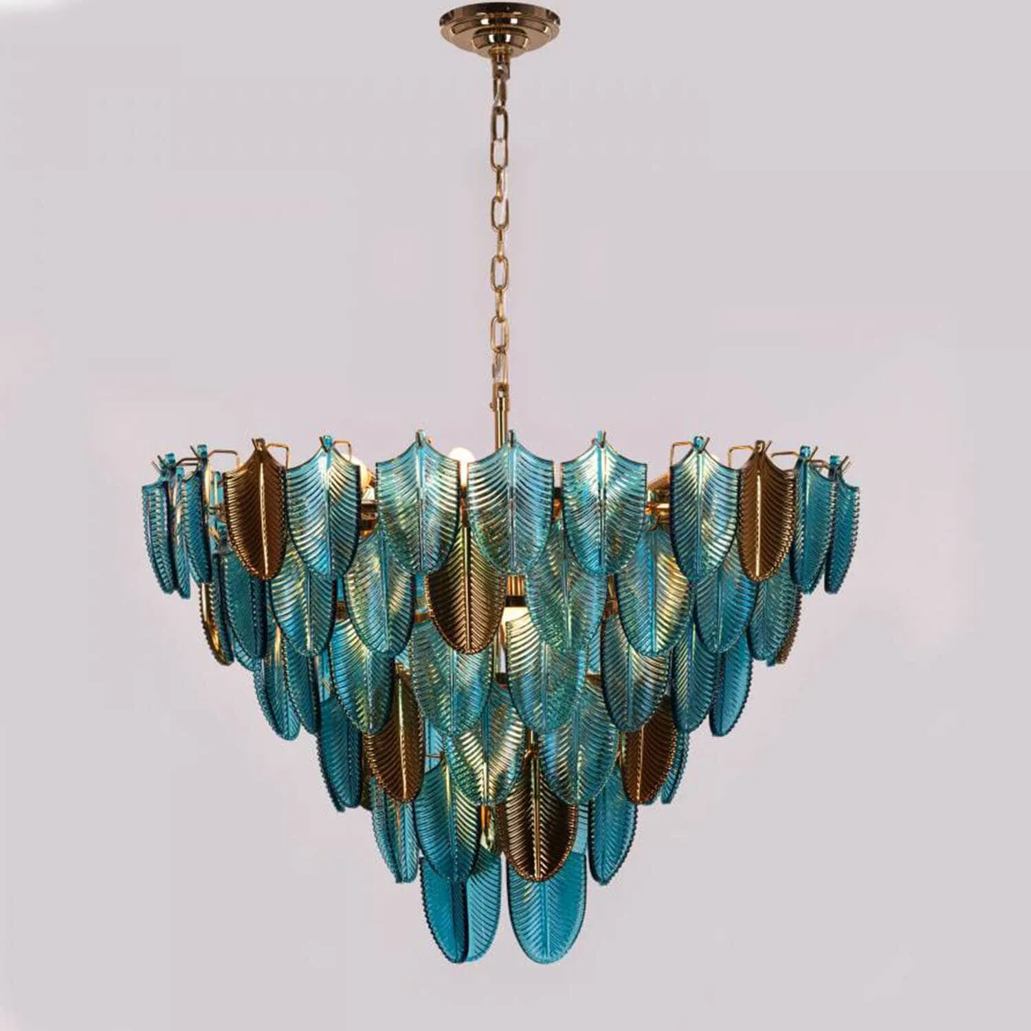 Gratus Luxe Modern Glass Leaf Chandelier