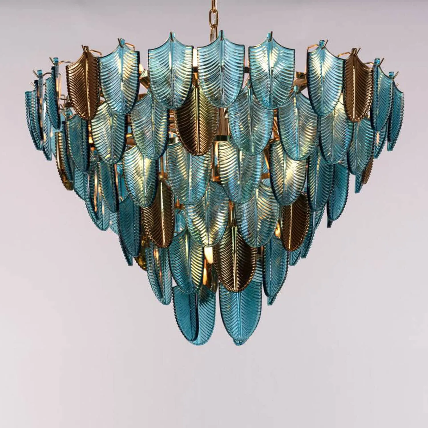 Gratus Luxe Modern Glass Leaf Chandelier