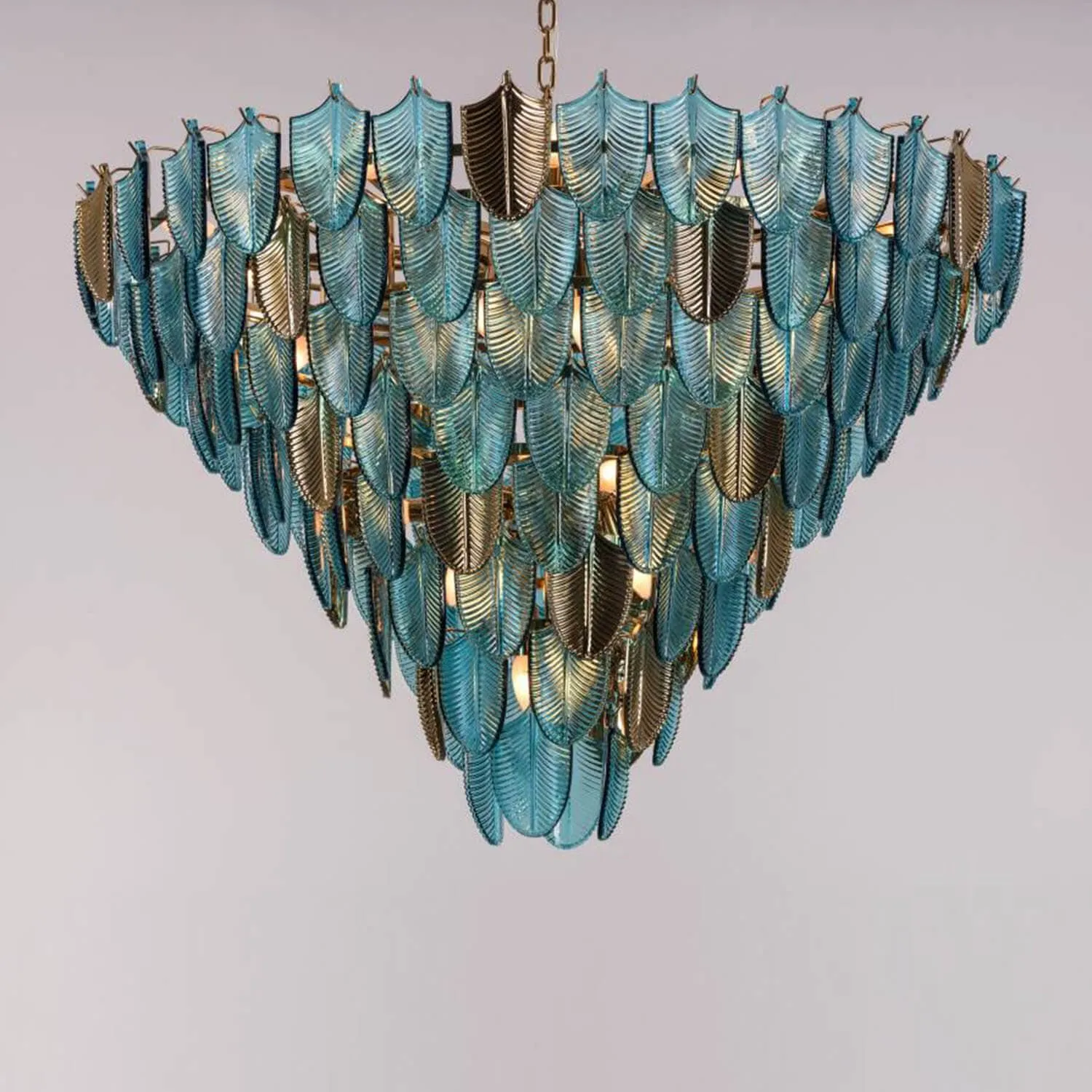 Gratus Luxe Modern Glass Leaf Chandelier