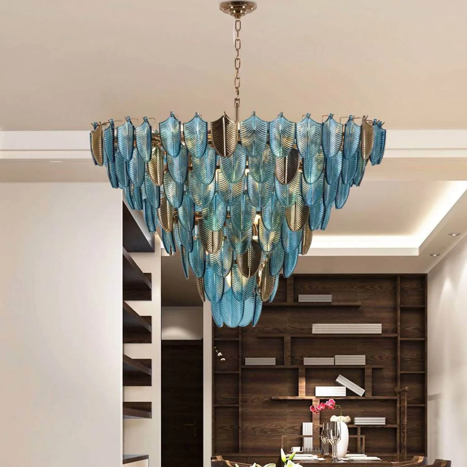 Gratus Luxe Modern Glass Leaf Chandelier