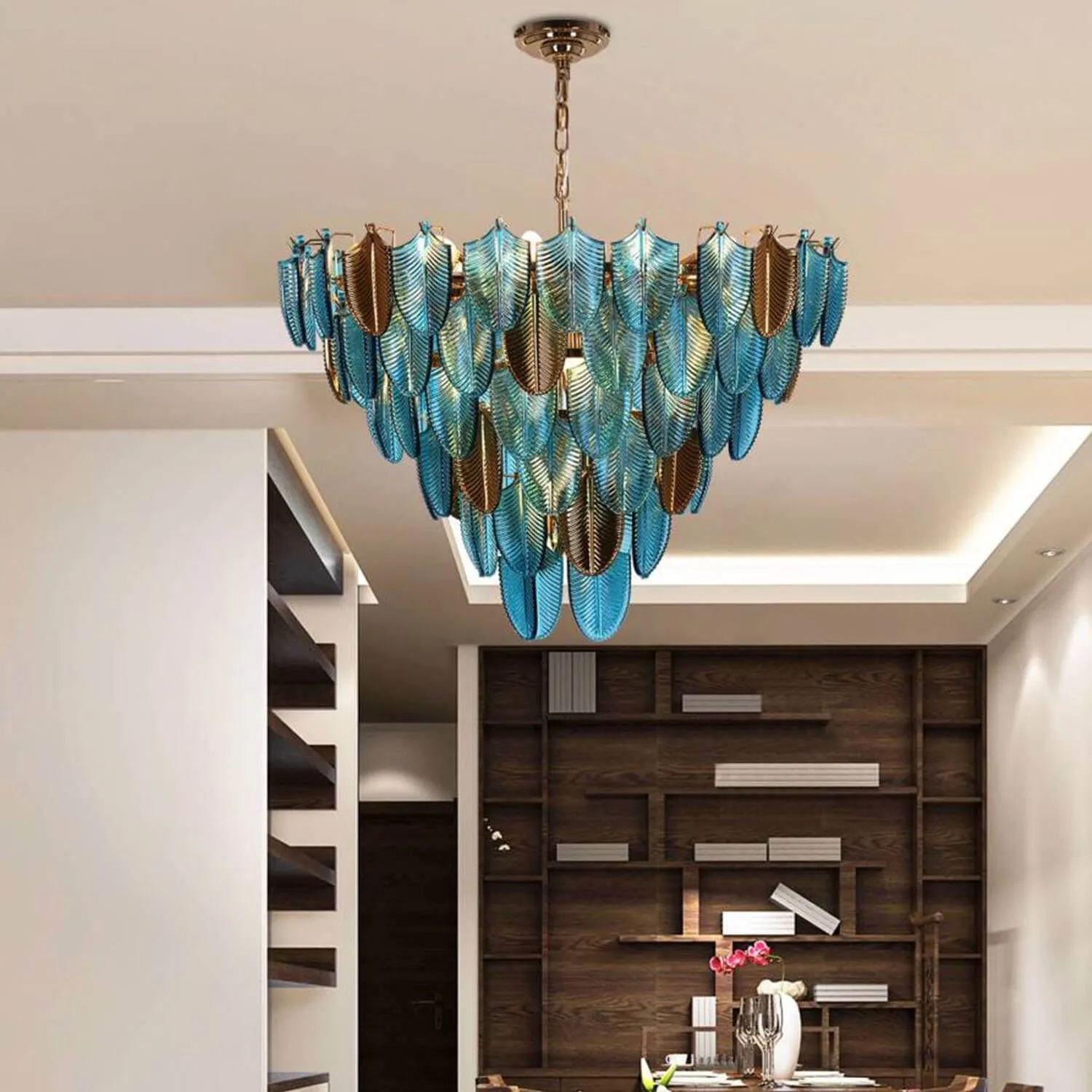 Gratus Luxe Modern Glass Leaf Chandelier