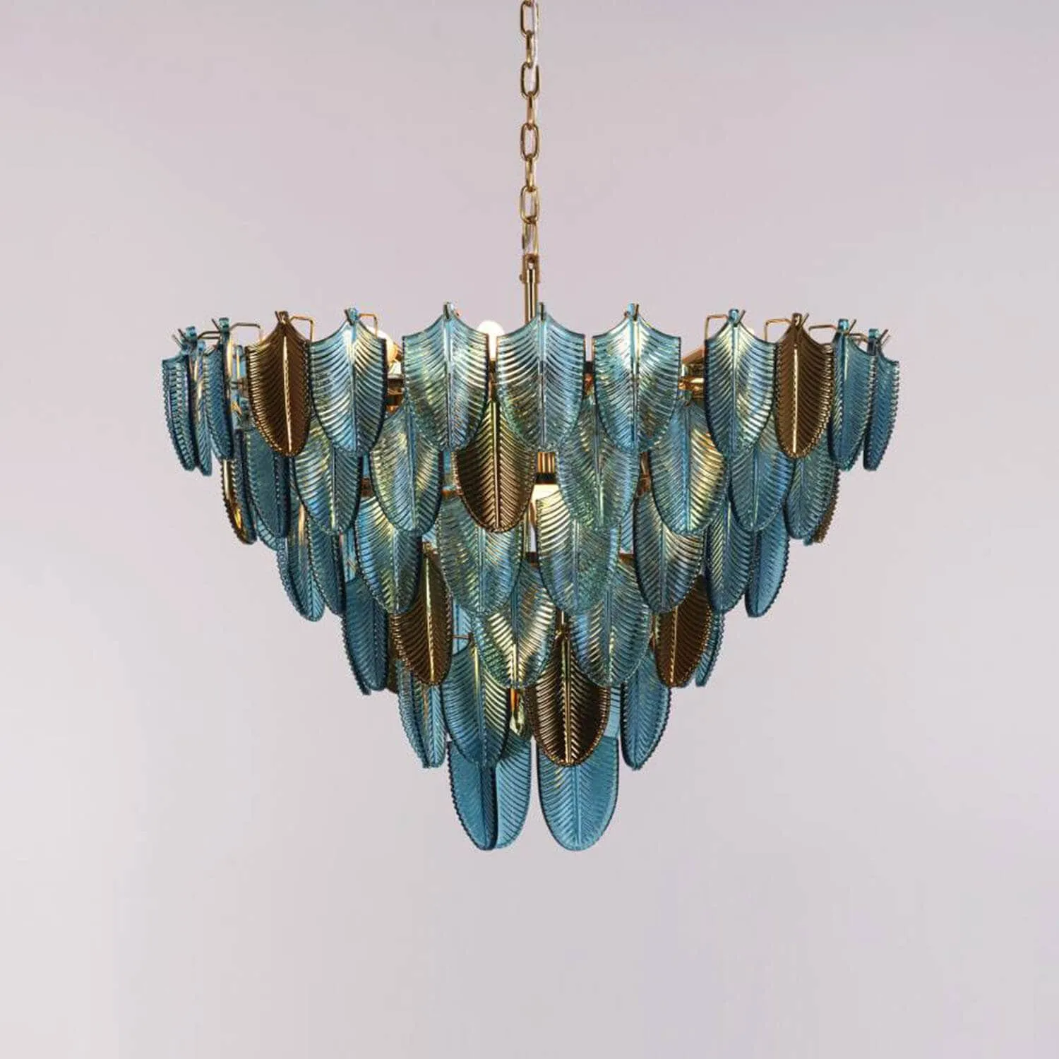 Gratus Luxe Modern Glass Leaf Chandelier