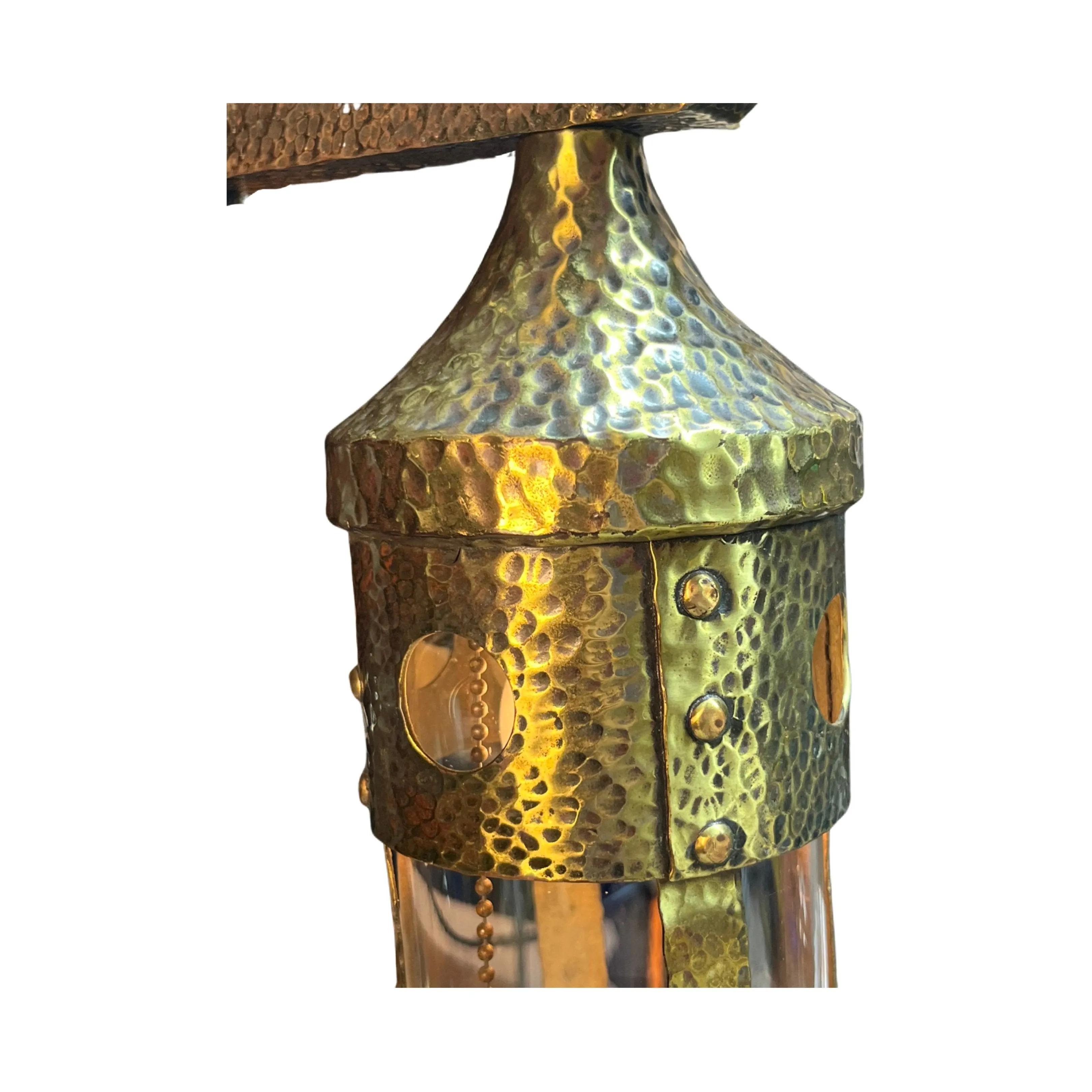 Hammered Brass Arts and Crafts Sconce with Clear Glass Shade #2352