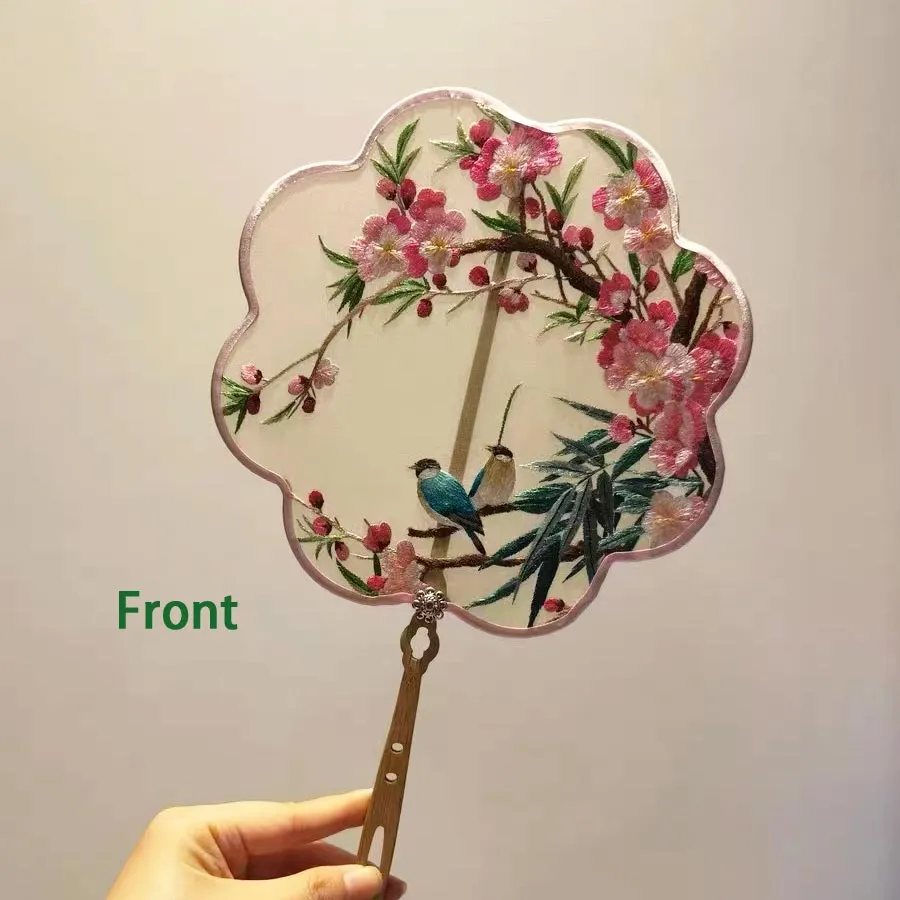 Handmade Double Side Embroidered Suzhou Embroidery Decorative Fan -Magpie on The Branch Home Decoration Chinese Style Gift