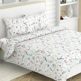 Haus & Kinder 100% Cotton Bed Sheet For King Size Bed, 1 King Size Bedsheet Cotton (108 X 108 Inches) With 2 Pillow Covers | 186 Tc Bedsheet For Double Bed King Size (Exotic Wings) - Multicolor