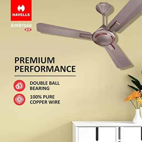 Havells 1200mm Ambrose Energy Saving Ceiling Fan (Cola Espresso Brown, Pack of 1)