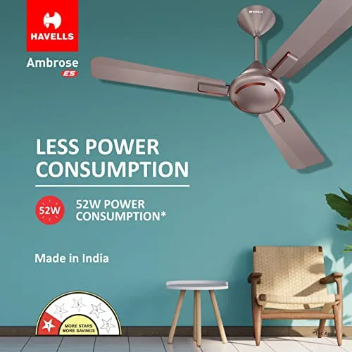 Havells 1200mm Ambrose Energy Saving Ceiling Fan (Cola Espresso Brown, Pack of 1)