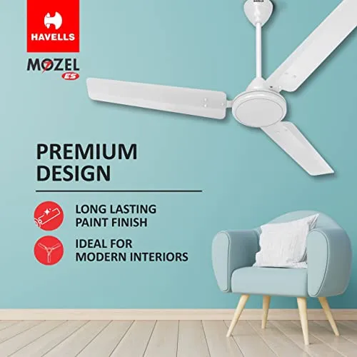 Havells 1200mm Mozel Energy Saving Ceiling Fan (Elegant White, Pack of 1)