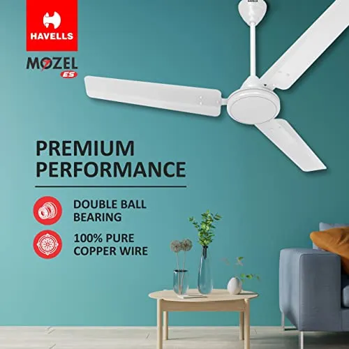 Havells 1200mm Mozel Energy Saving Ceiling Fan (Elegant White, Pack of 1)