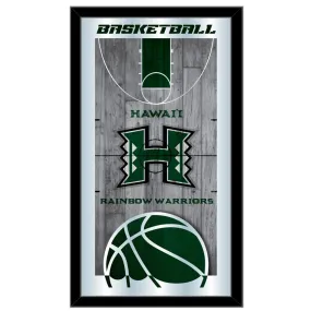 Hawaii Warriors HBS Green Basketball Framed Hanging Glass Wall Mirror (26"x15")