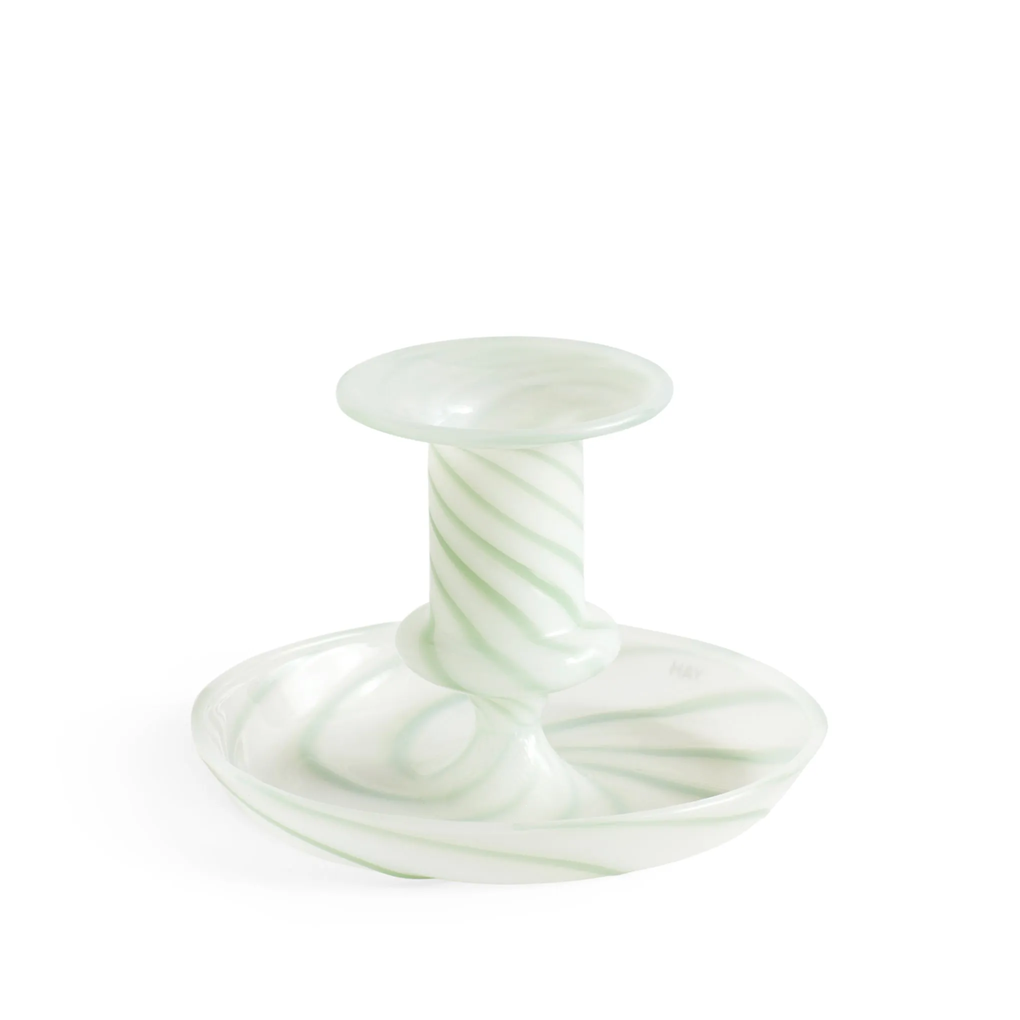 HAY Flare Glass Candle Holder - Milk Stripe Green