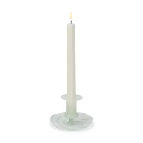 HAY Flare Glass Candle Holder - Milk Stripe Green