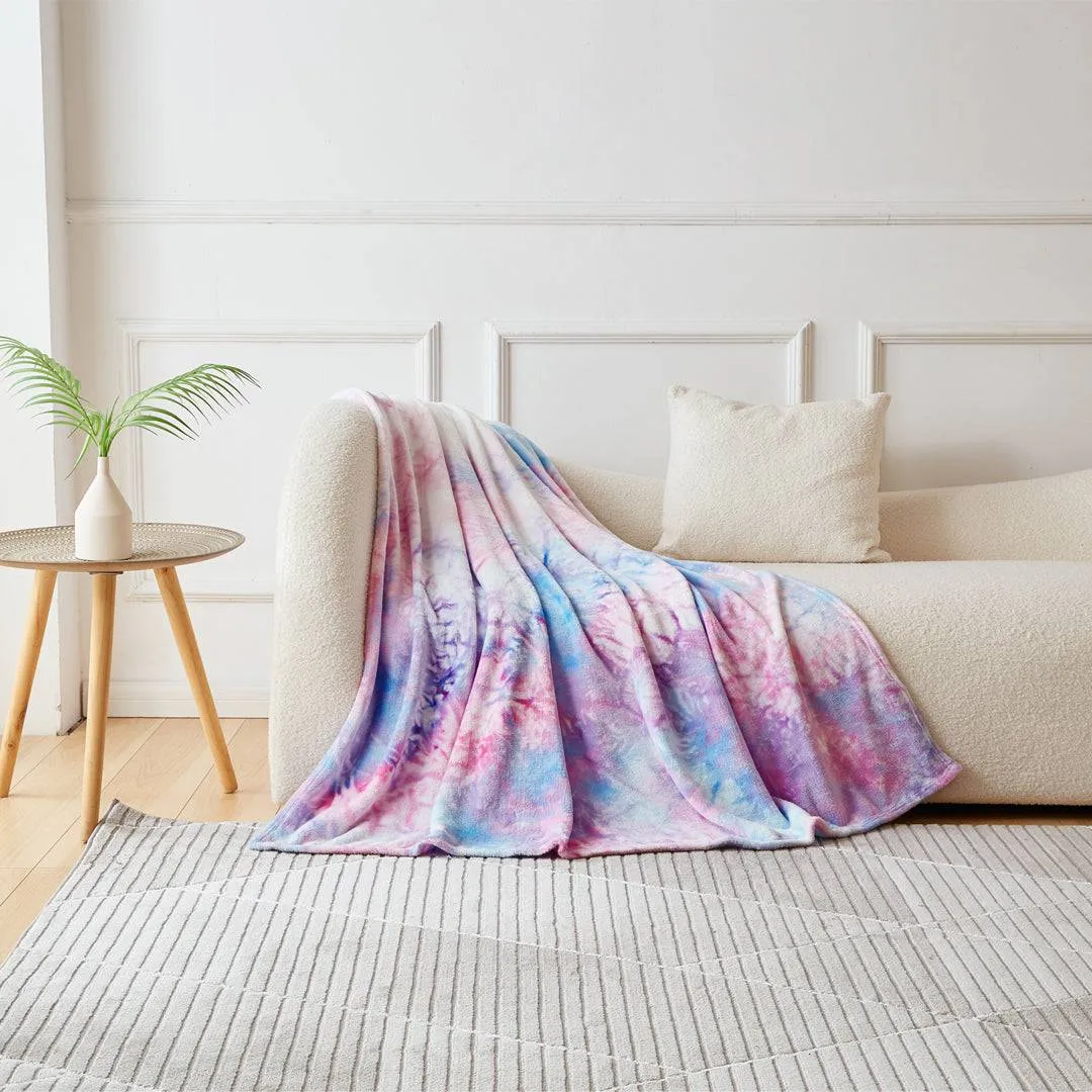 Heatwarm  2℃ Tie-dye Super Soft Flannel Blankets - Rainbow Purple (3 SIZE)