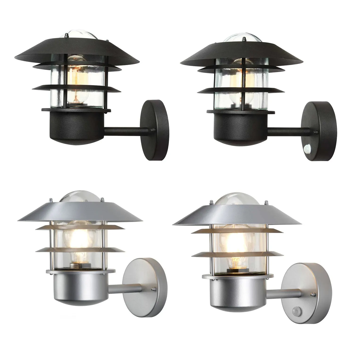 Helsingor Outdoor Wall Lantern in 304 SS/Silver or Black