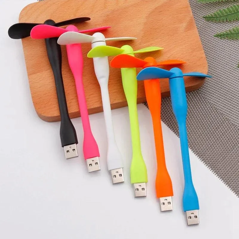 Hot Mini USB Fan Flexible Bendable Cooling Fan and USB LED Light For Humidifier & Power Bank & Notebook & Computer Summer Gadget