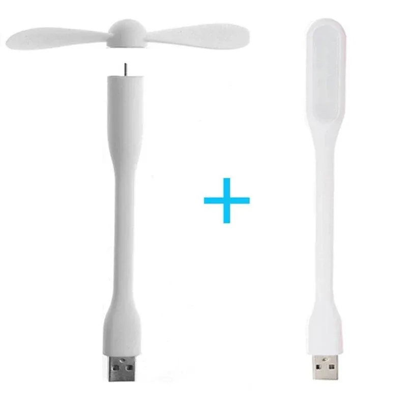 Hot Mini USB Fan Flexible Bendable Cooling Fan and USB LED Light For Humidifier & Power Bank & Notebook & Computer Summer Gadget