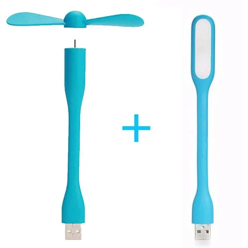 Hot Mini USB Fan Flexible Bendable Cooling Fan and USB LED Light For Humidifier & Power Bank & Notebook & Computer Summer Gadget