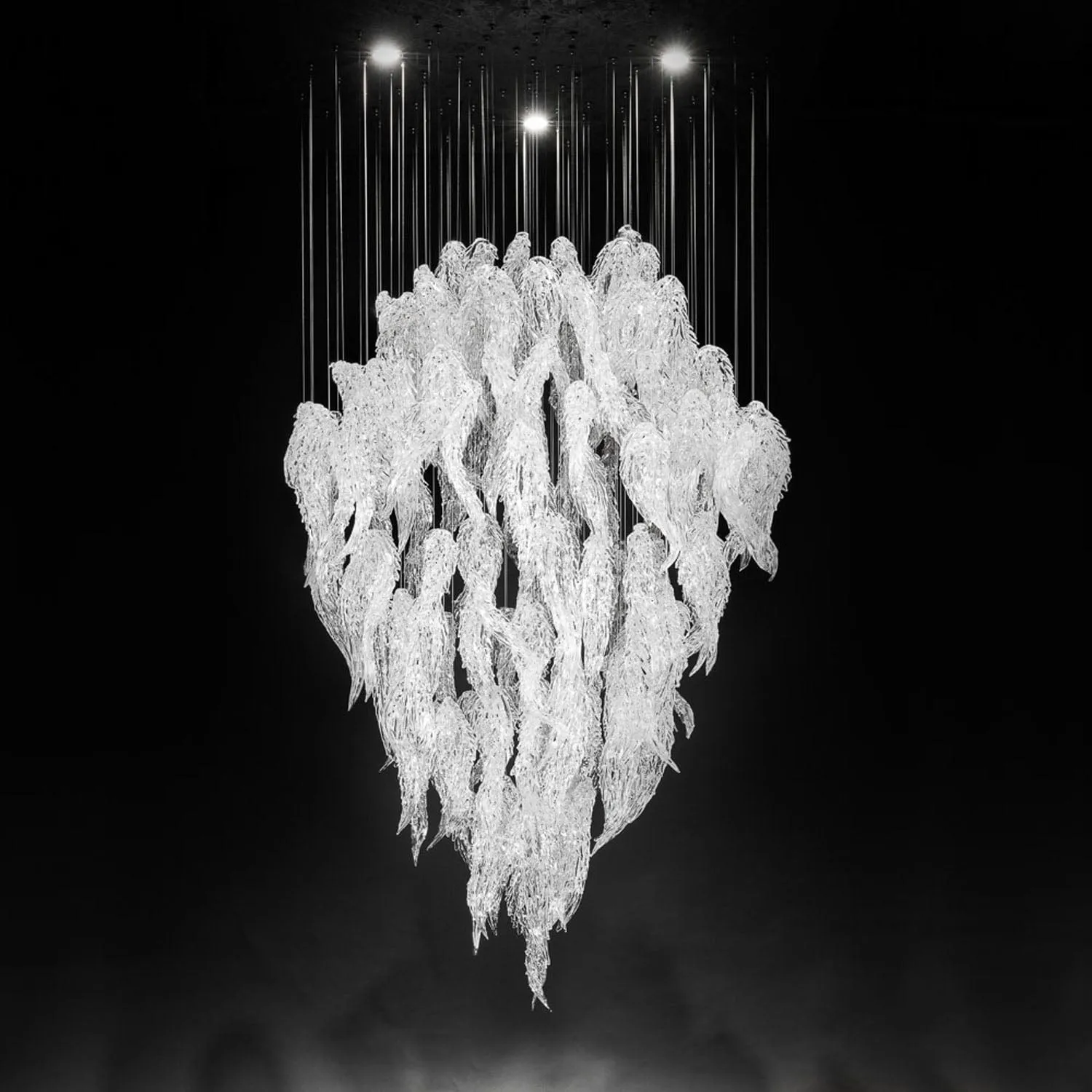 Icy Frosted Leaves Glass Chandelier