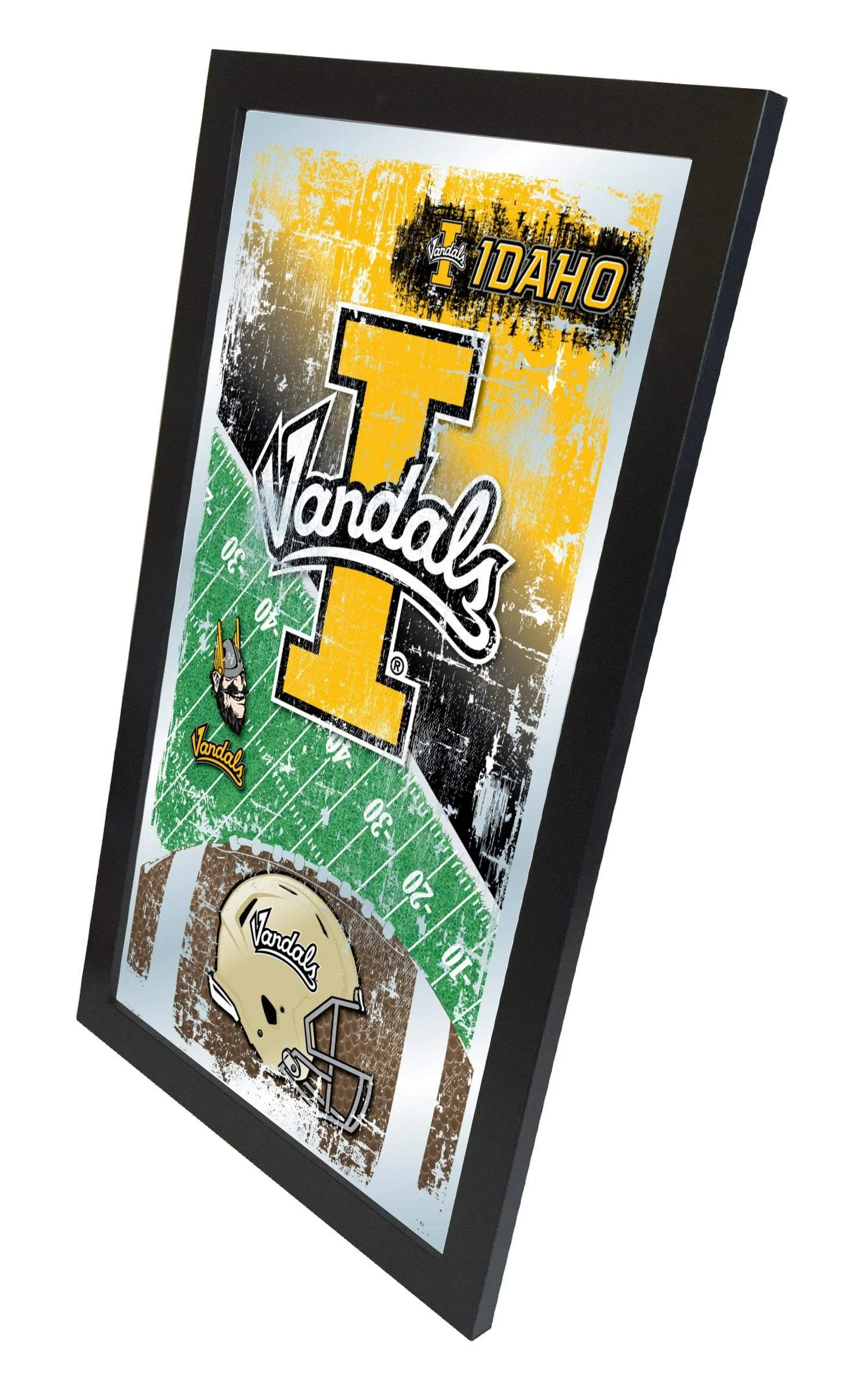 Idaho Vandals HBS Black Football Framed Hanging Glass Wall Mirror (26"x15")