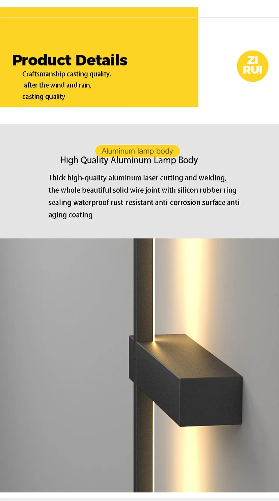 IIS Outdoor Wall Light Long Waterproof IP54 Light Fixture Aluminum