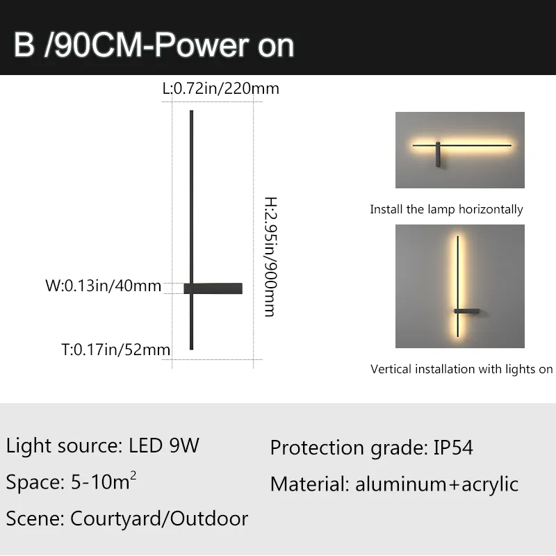 IIS Outdoor Wall Light Long Waterproof IP54 Light Fixture Aluminum