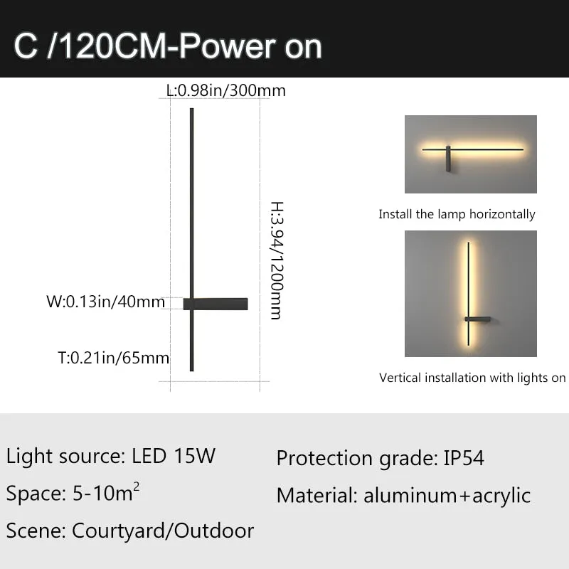 IIS Outdoor Wall Light Long Waterproof IP54 Light Fixture Aluminum