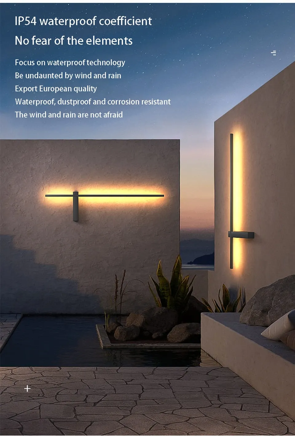 IIS Outdoor Wall Light Long Waterproof IP54 Light Fixture Aluminum