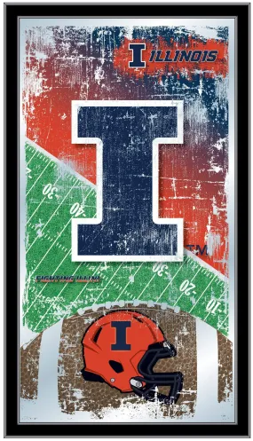 Illinois Fighting Illini HBS Football Framed Hanging Glass Wall Mirror (26"x15")