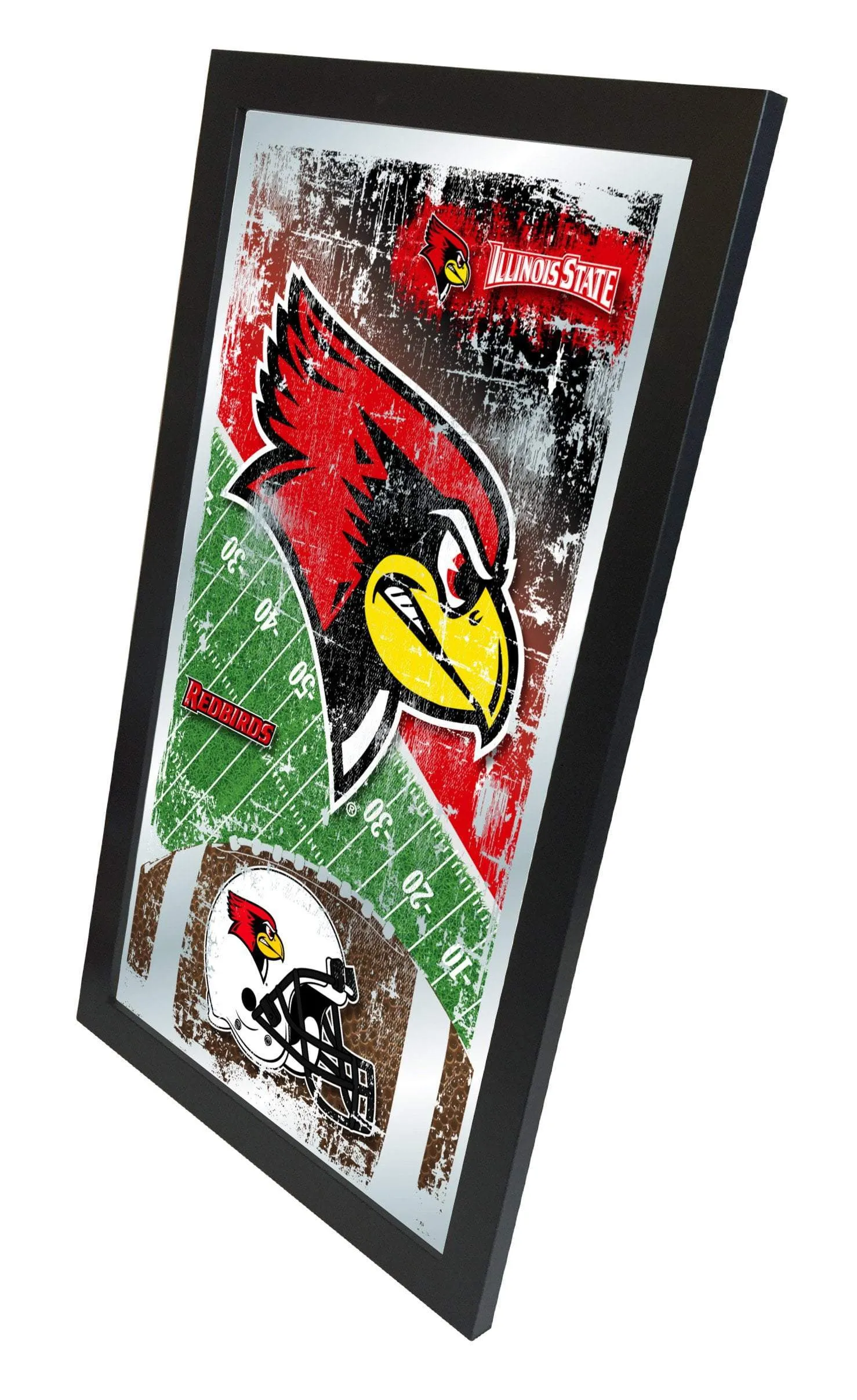 Illinois State Redbirds HBS Football Framed Hanging Glass Wall Mirror (26"x15")