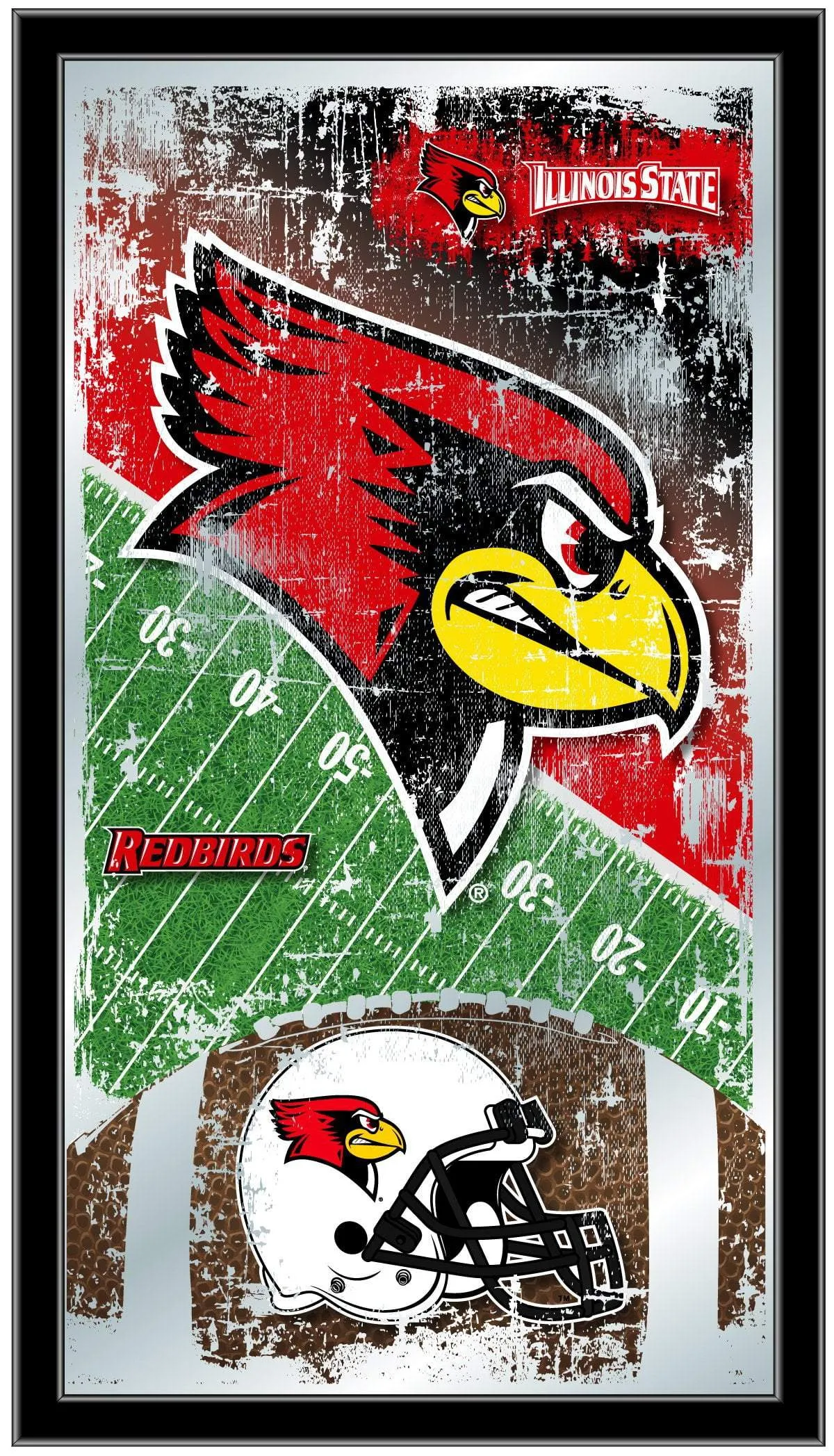 Illinois State Redbirds HBS Football Framed Hanging Glass Wall Mirror (26"x15")