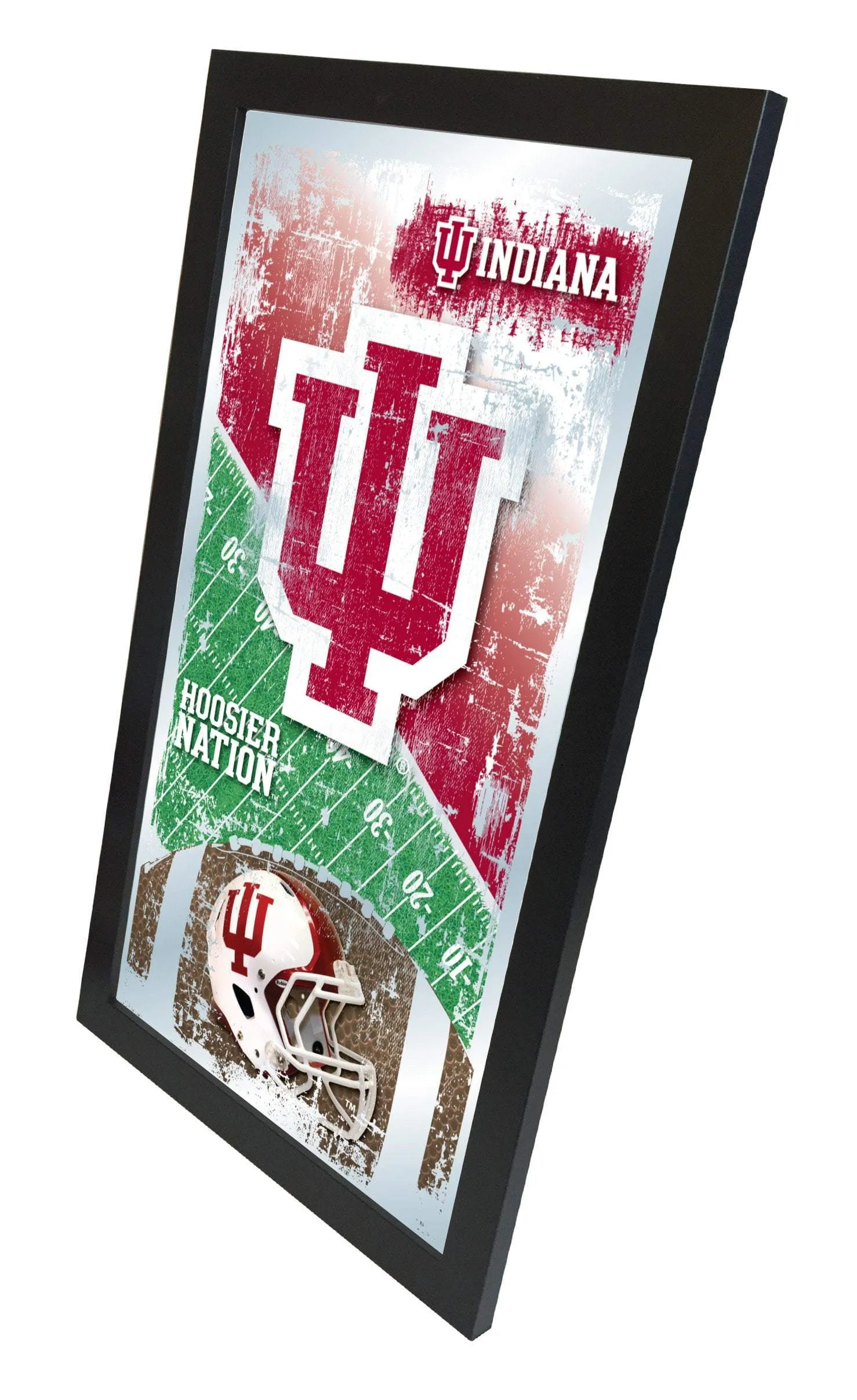 Indiana Hoosiers HBS Red Football Framed Hanging Glass Wall Mirror (26"x15")