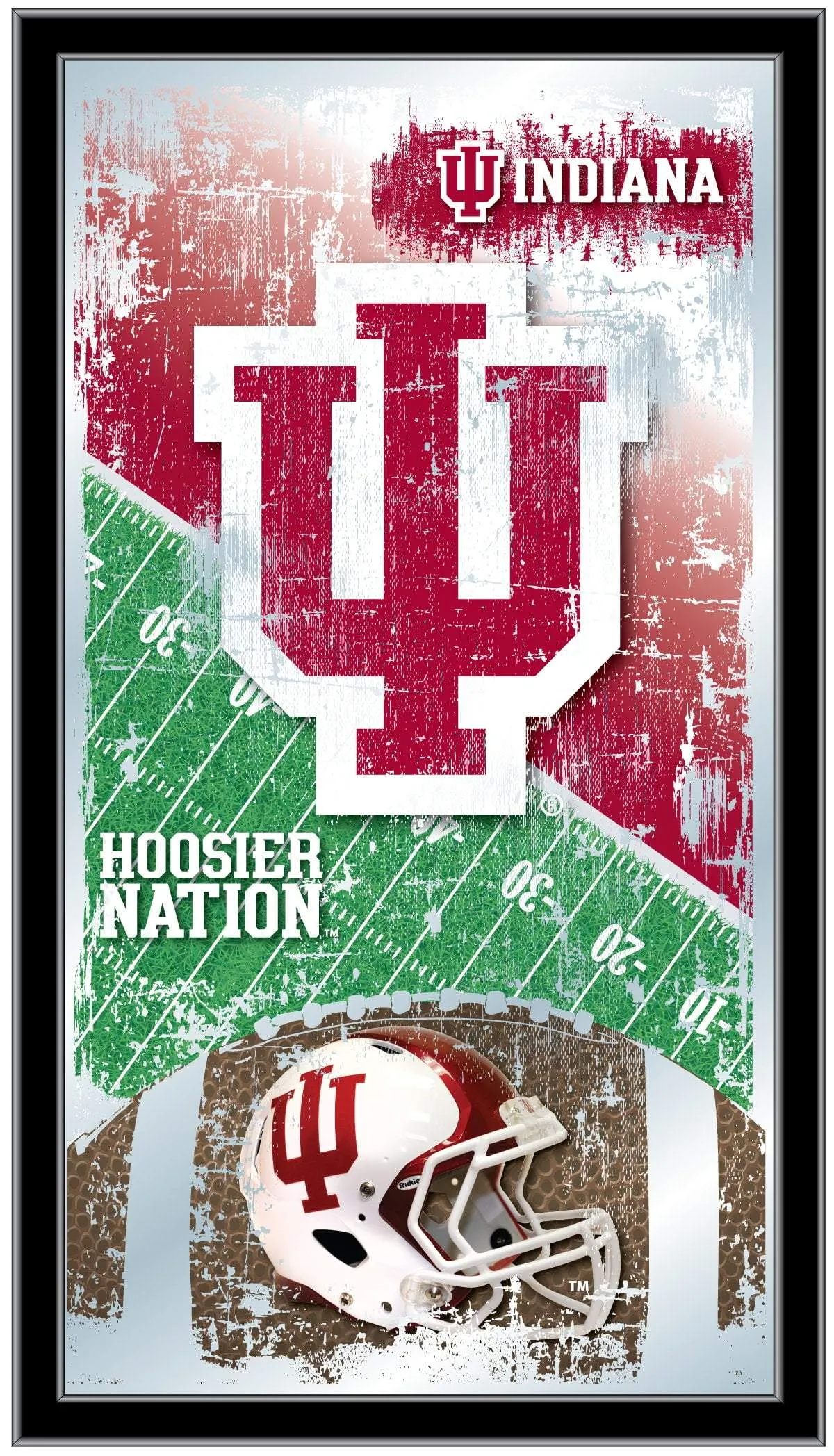 Indiana Hoosiers HBS Red Football Framed Hanging Glass Wall Mirror (26"x15")