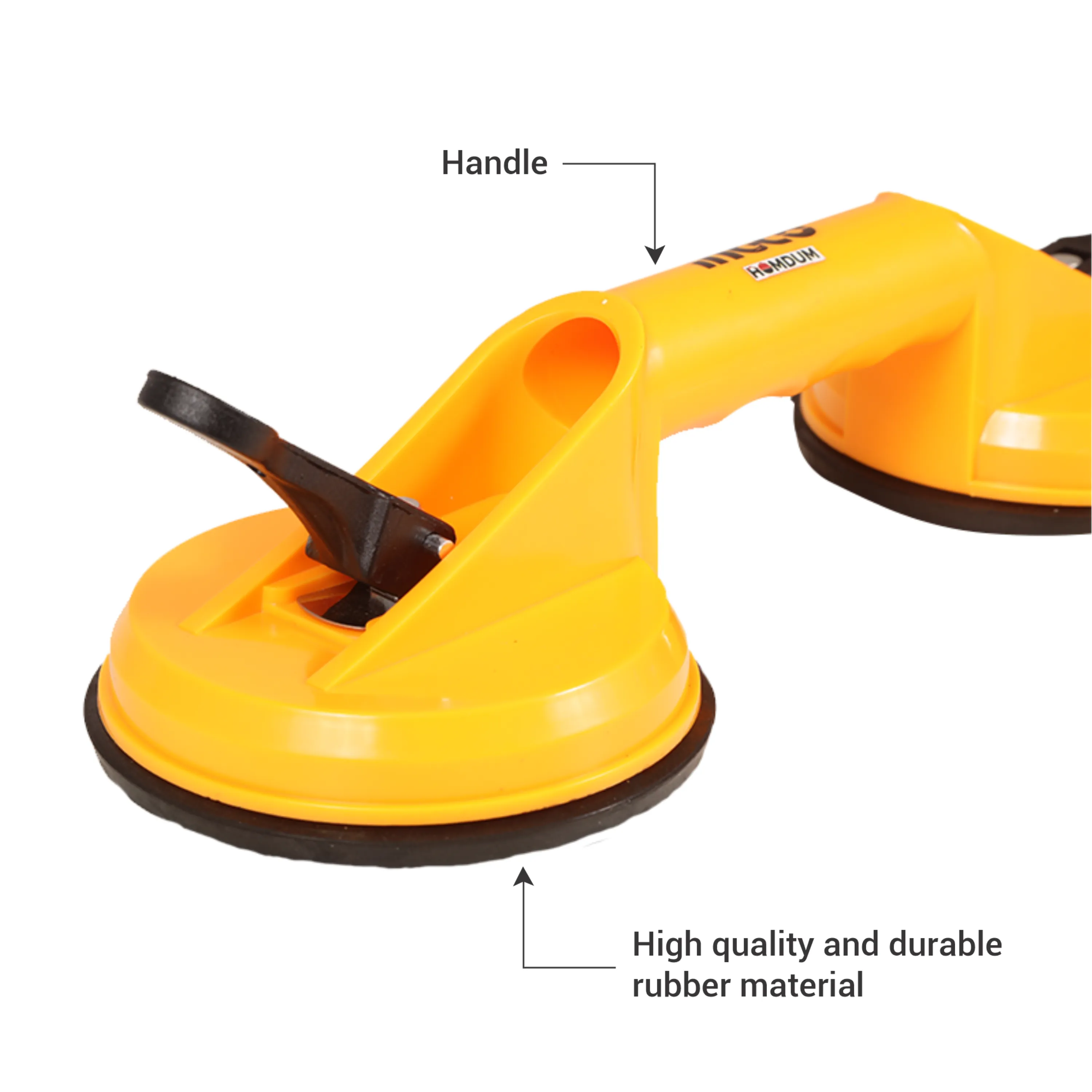 Ingco 4.8” Lifting Suction Cup Plate Double/Two Handle Locking (2 claw) Sucker Flat Gripper for Lifting Mirror/Tiles/Granite slab, Fiber glass, Heavy Duty Glass Lifter/car Dent Puller.