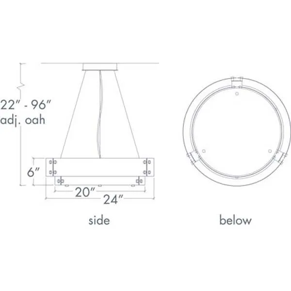 Invicta 16357-24-CH Indoor/Outdoor Dark Iron Cable Hung Pendant By Ultralights Lighting