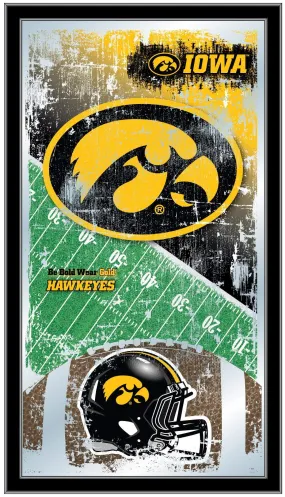 Iowa Hawkeyes HBS Black Football Framed Hanging Glass Wall Mirror (26"x15")