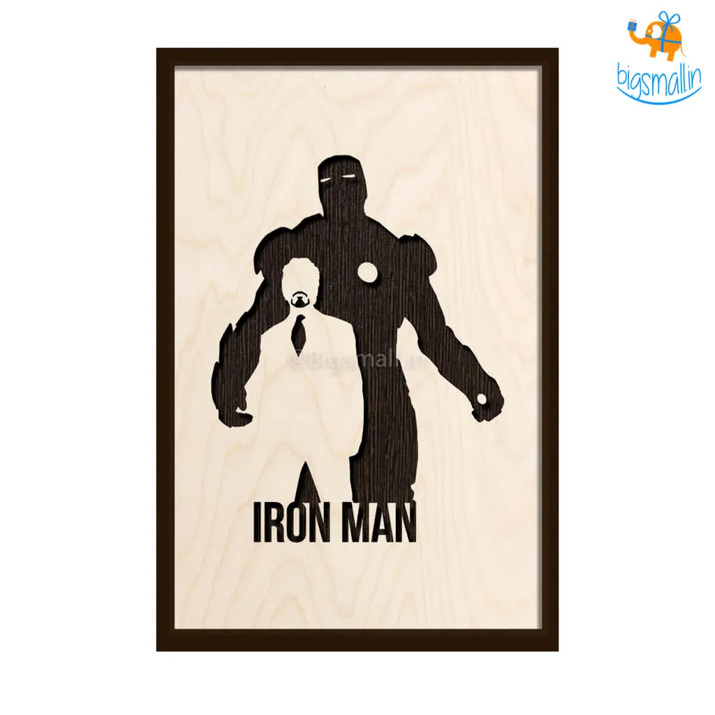 Iron Man Engraved Wooden Frame