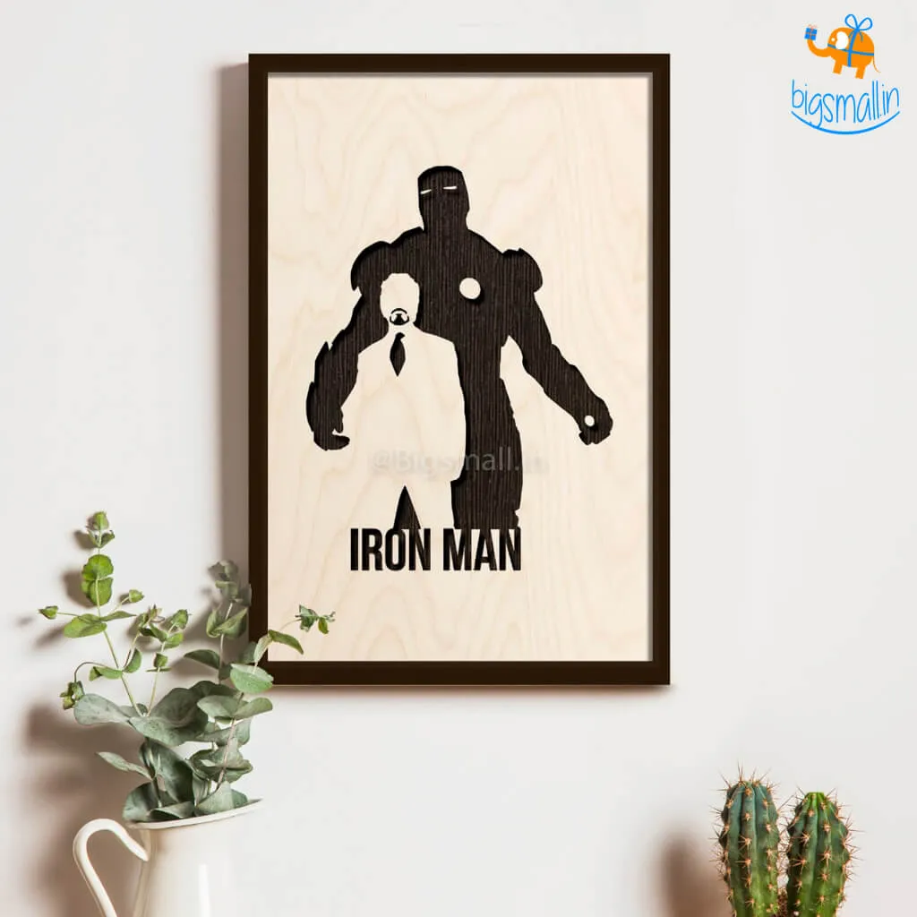 Iron Man Engraved Wooden Frame