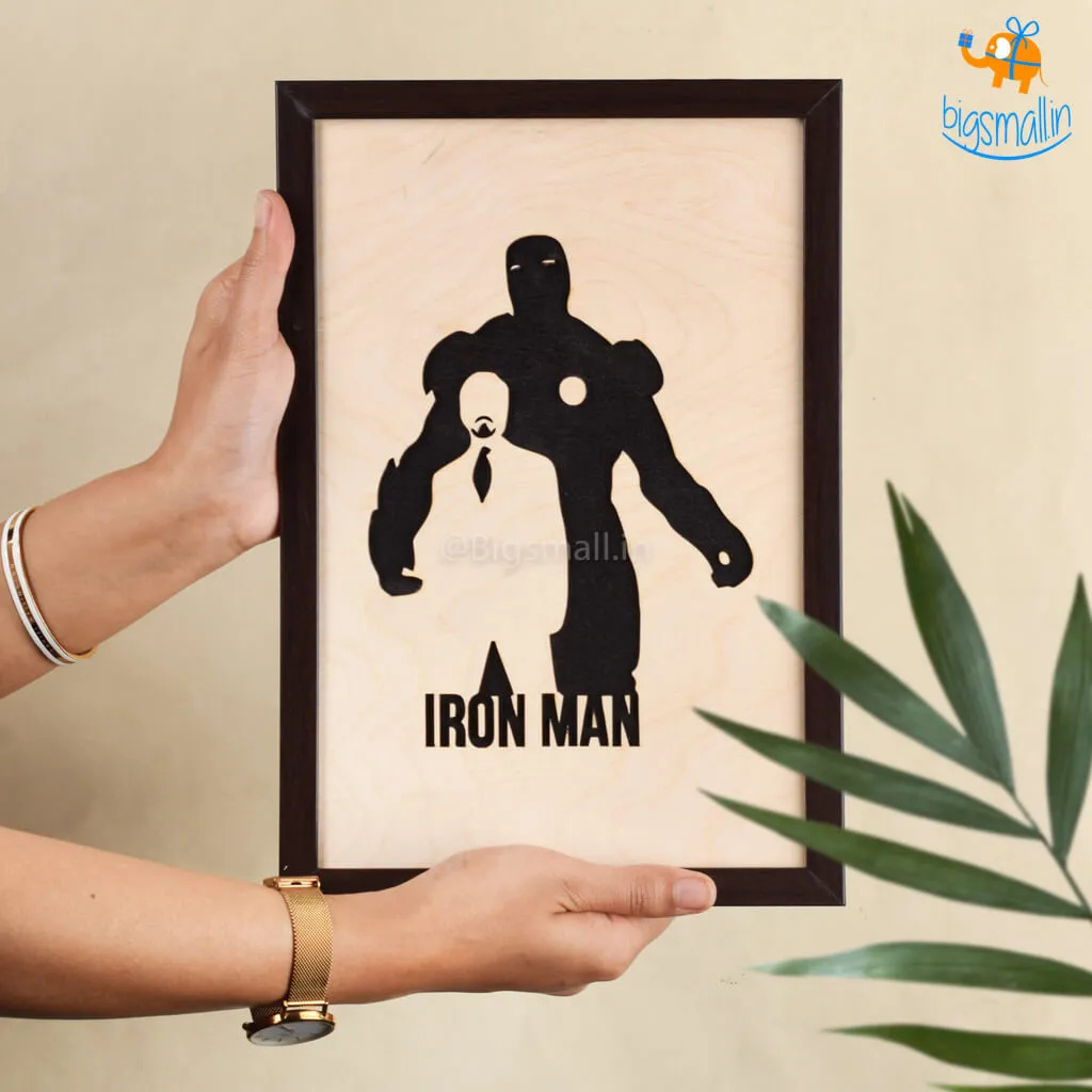 Iron Man Engraved Wooden Frame