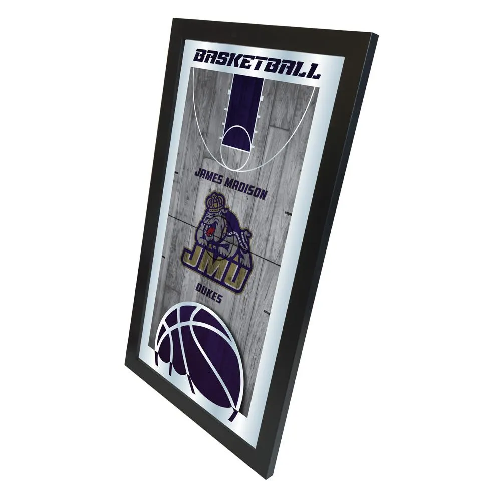 James Madison Dukes HBS Basketball Framed Hanging Glass Wall Mirror (26"x15")