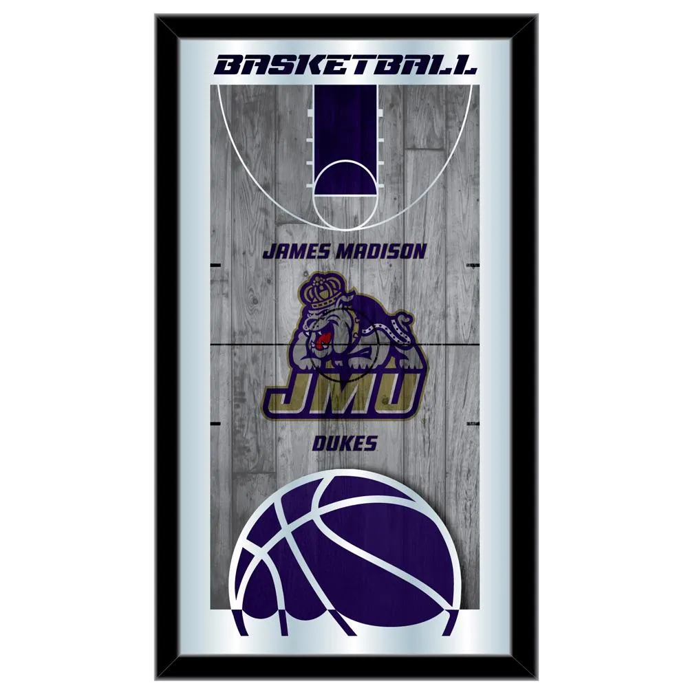 James Madison Dukes HBS Basketball Framed Hanging Glass Wall Mirror (26"x15")