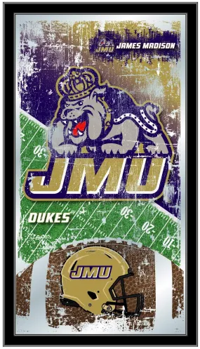 James Madison Dukes HBS Football Framed Hanging Glass Wall Mirror (26"x15")