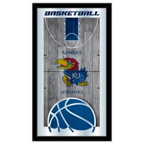 Kansas Jayhawks HBS Blue Basketball Framed Hanging Glass Wall Mirror (26"x15")