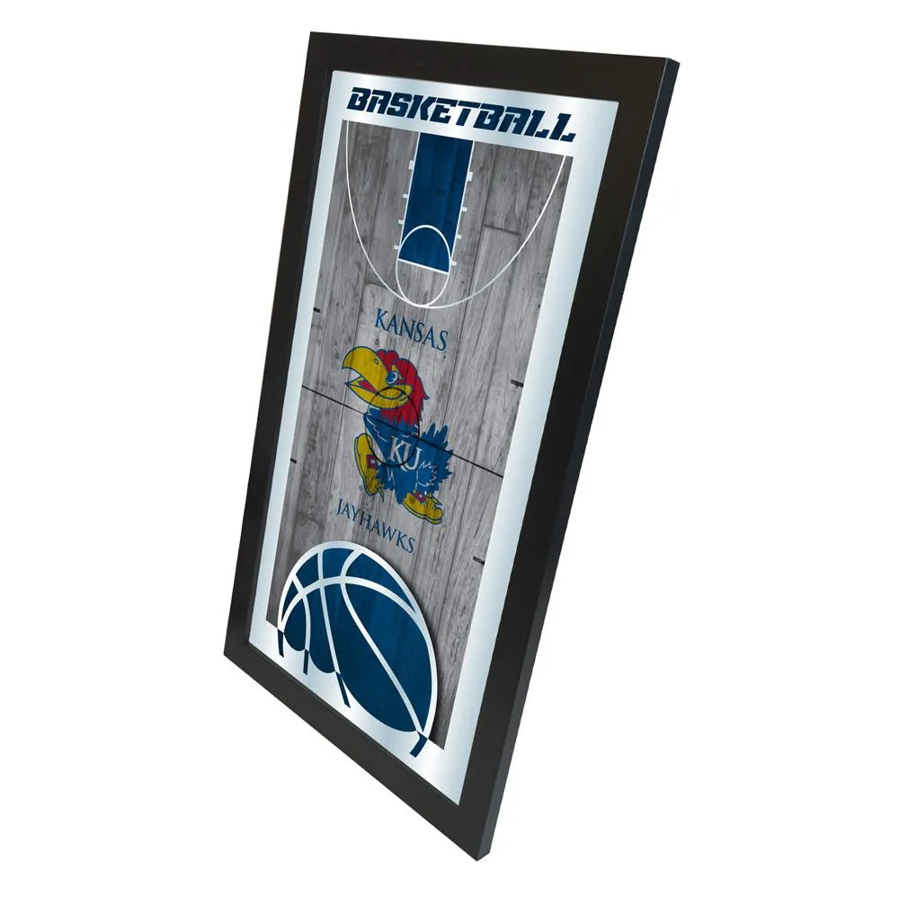 Kansas Jayhawks HBS Blue Basketball Framed Hanging Glass Wall Mirror (26"x15")