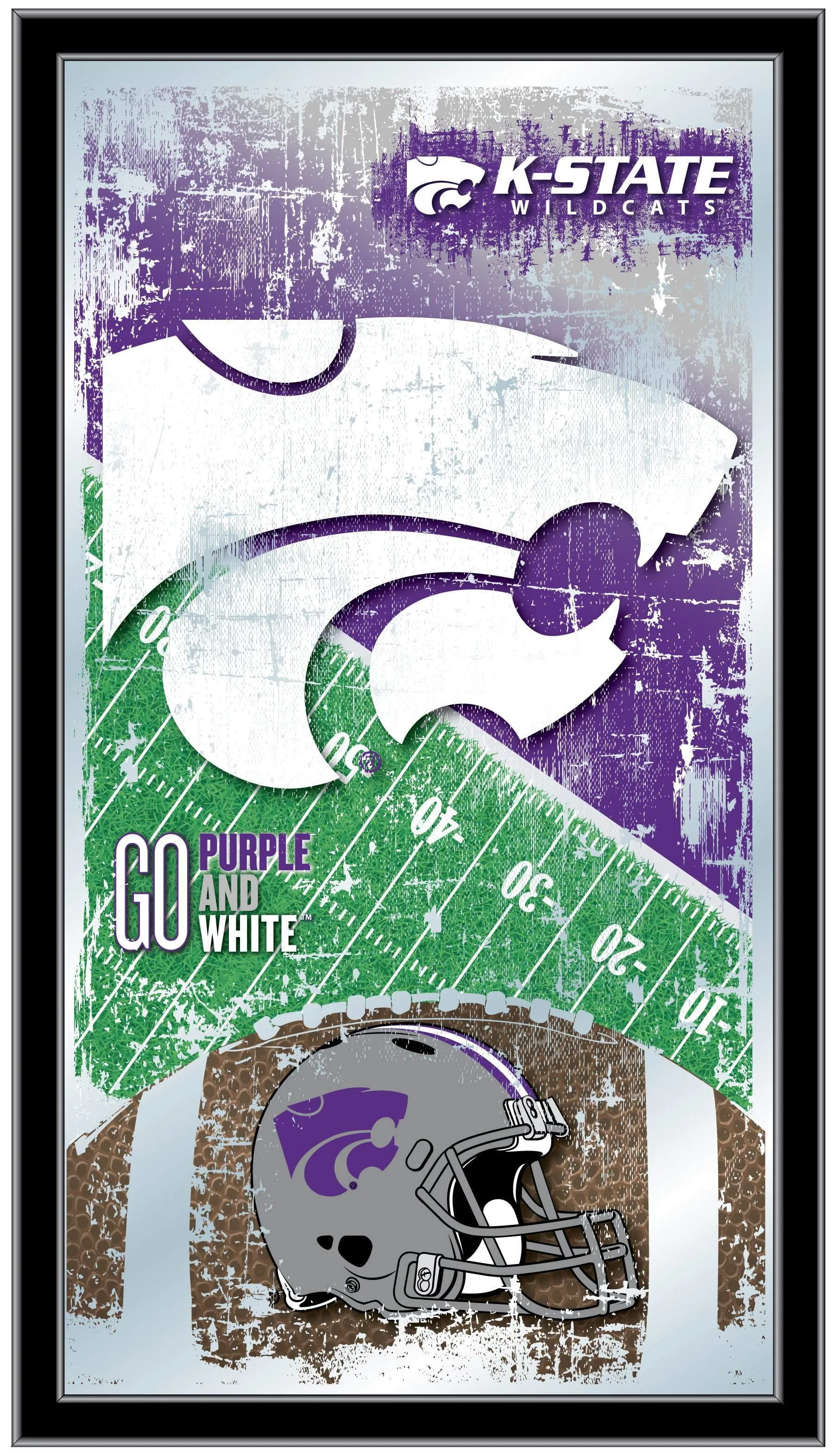 Kansas State Wildcats HBS Football Framed Hanging Glass Wall Mirror (26"x15")