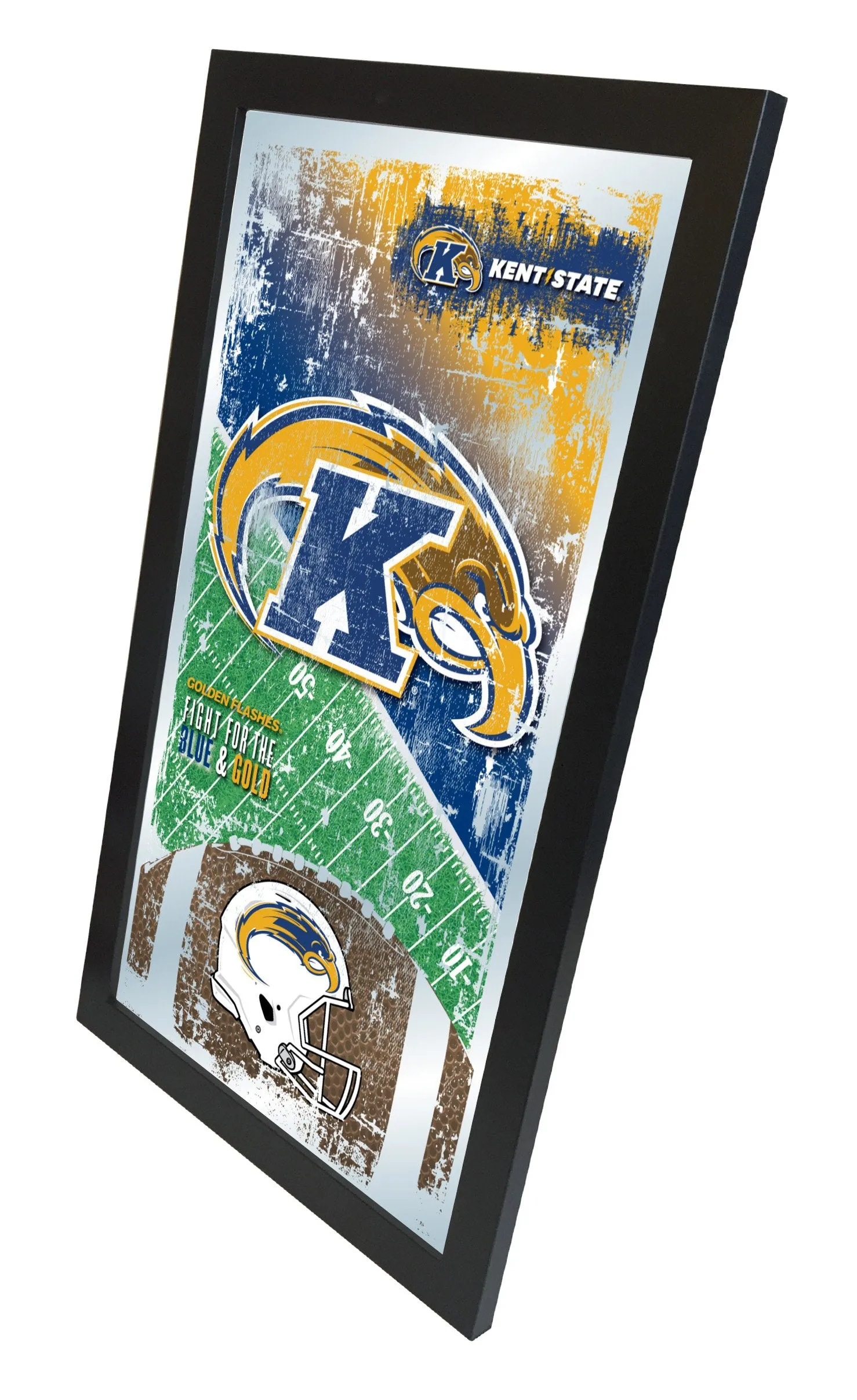 Kent State Golden Flashes HBS Football Framed Hang Glass Wall Mirror (26"x15")