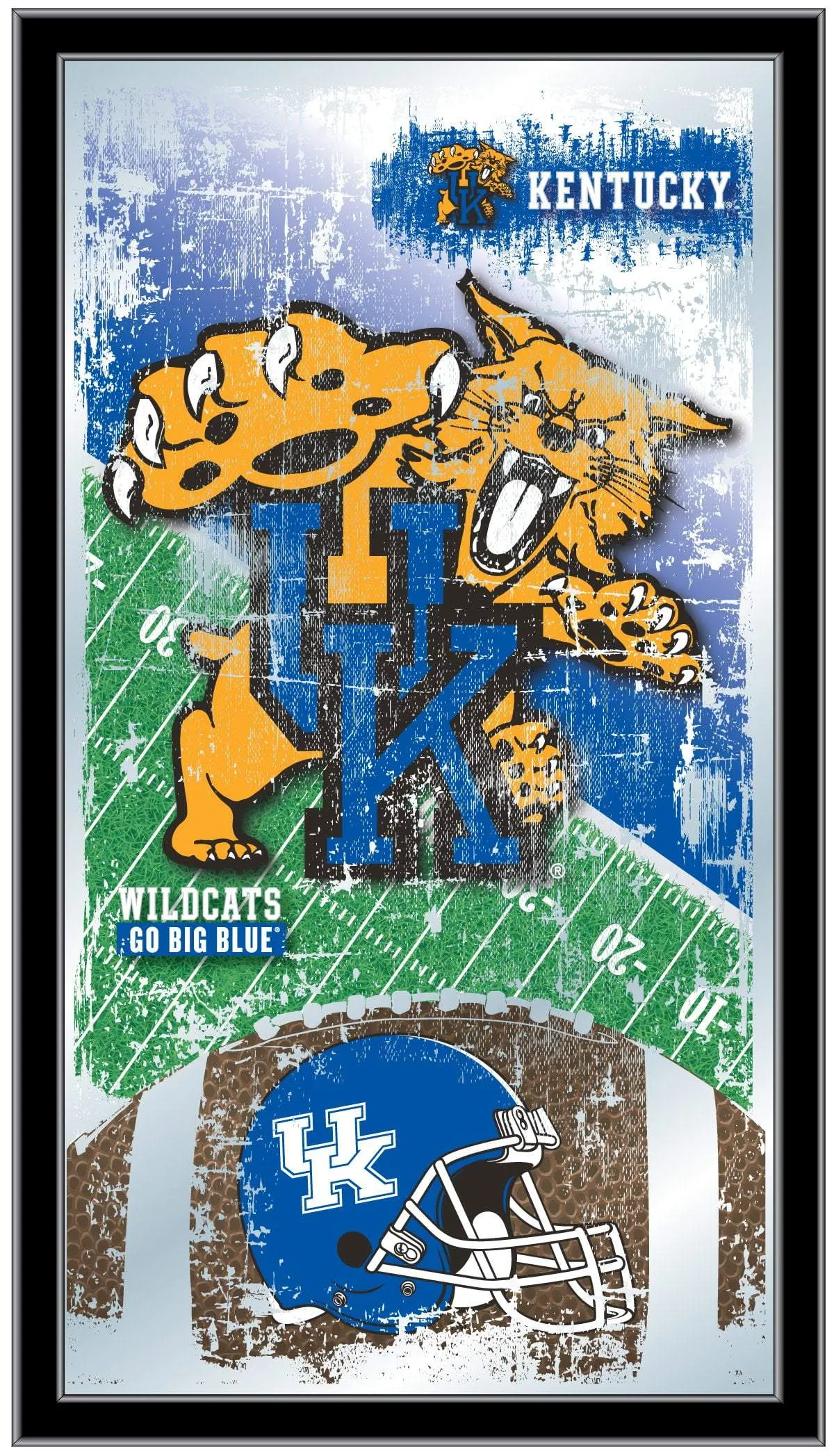 Kentucky Wildcats HBS Blue Football Framed Hanging Glass Wall Mirror (26"x15")